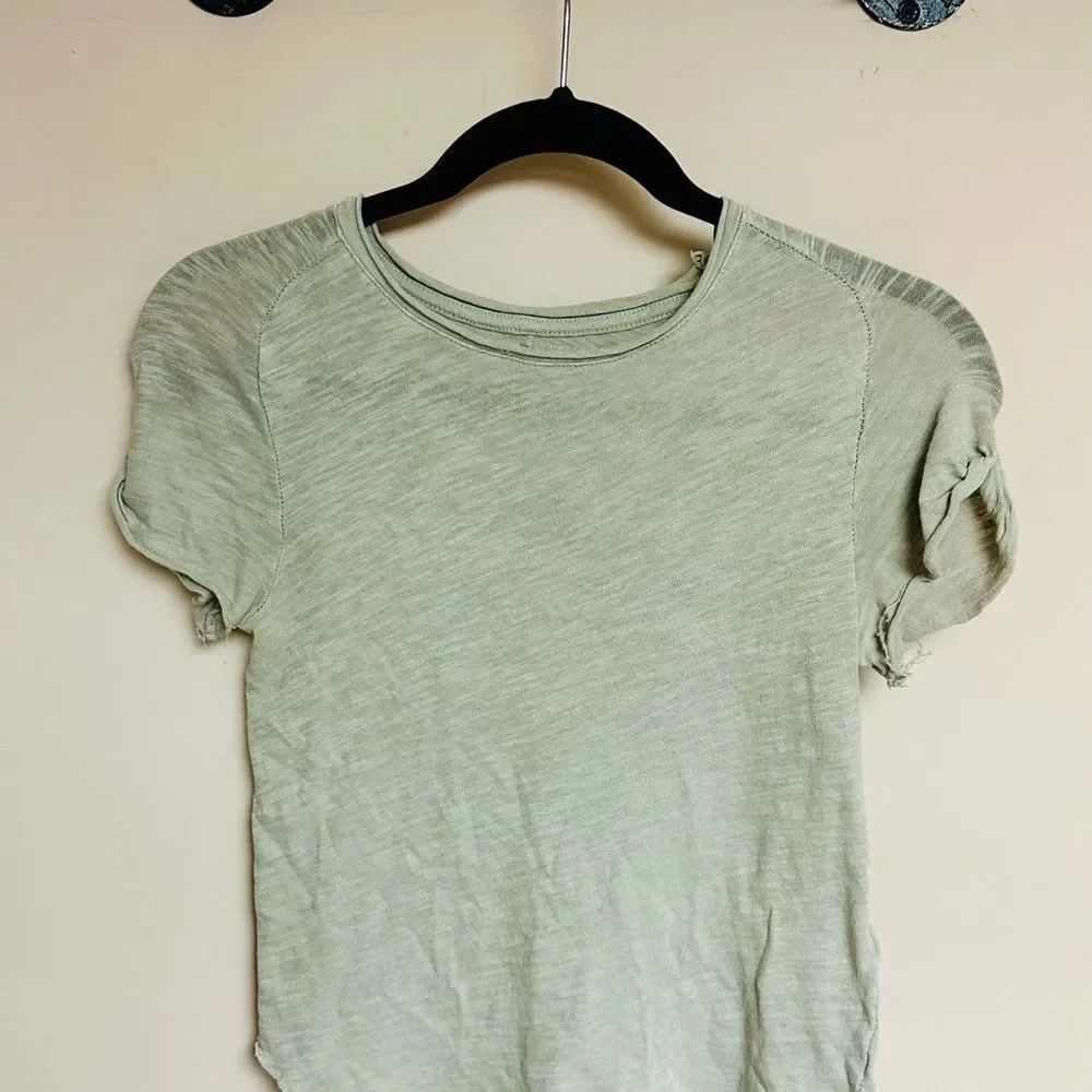 We The Free Sage Green Short Sleeve Distressed Tee